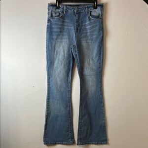 Indigo Rein 30WX32X 1/2 Distressed Flared Wide Leg Denim Jeans Light Blue